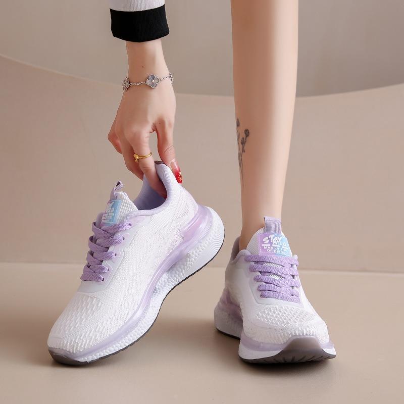 

Women s Breathable Knit Running Shoes Lightweight Non-slip Shock Absorbing Casual Sports Sneakers 36 фиолетовый
