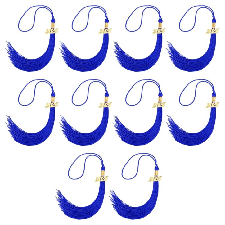 10PCS 2025 Graduation Hat Tassels Charm Graduation Gowns Hat Decoration Tassels For University And School Graduates синий