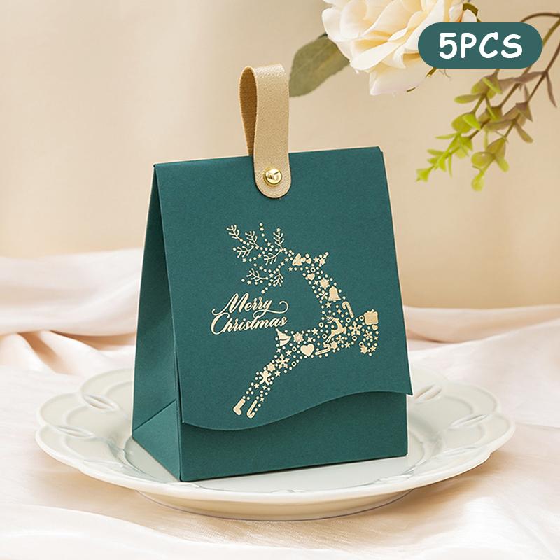 5Pcs Merry Christmas Gift Box For Wrapping Cookies And Candy Box Christmas Gift Bags