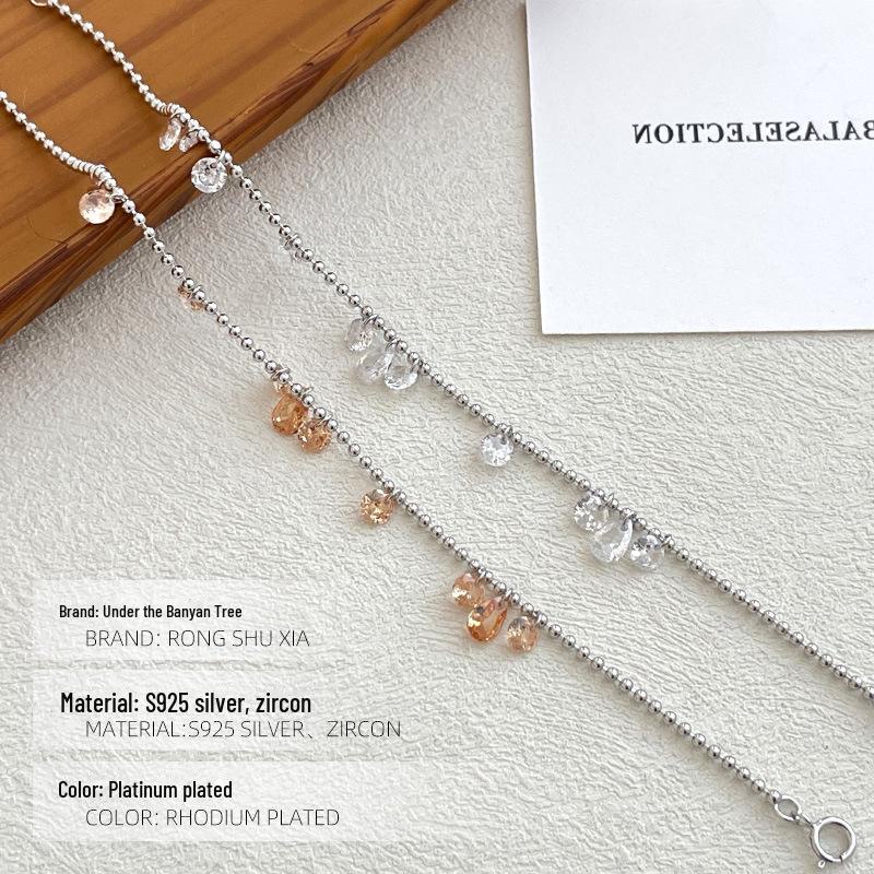 Banyan Tree S925 Silver Galaxy Diamond Bracelet with Korean-Style Tassels