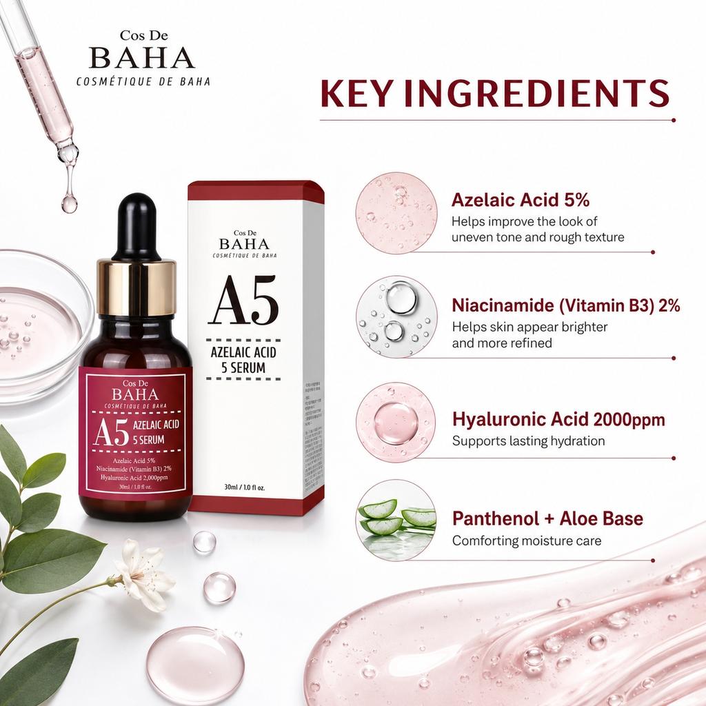 COS DE BAHA A5 Azelaic Acid 5 Serum 30ml
