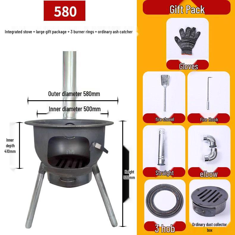Portable Outdoor Firewood Stove with Threaded Round Legs - New Model