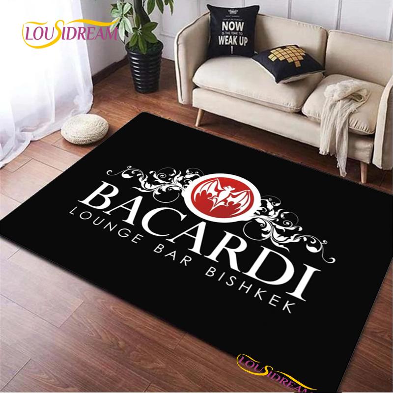 Bacardi Rum Logo Kreative Bereichsteppiche, Teppich für Wohnzimmer Schlafzimmer Heimdeko, Kinder Küche Badezimmer Rutschfeste Fußmatte Alfombra