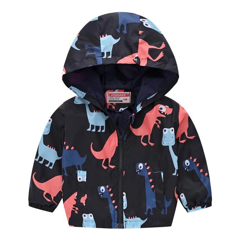 Children's Loose Casual Printed Zipper Hooded Cardigan Jacket