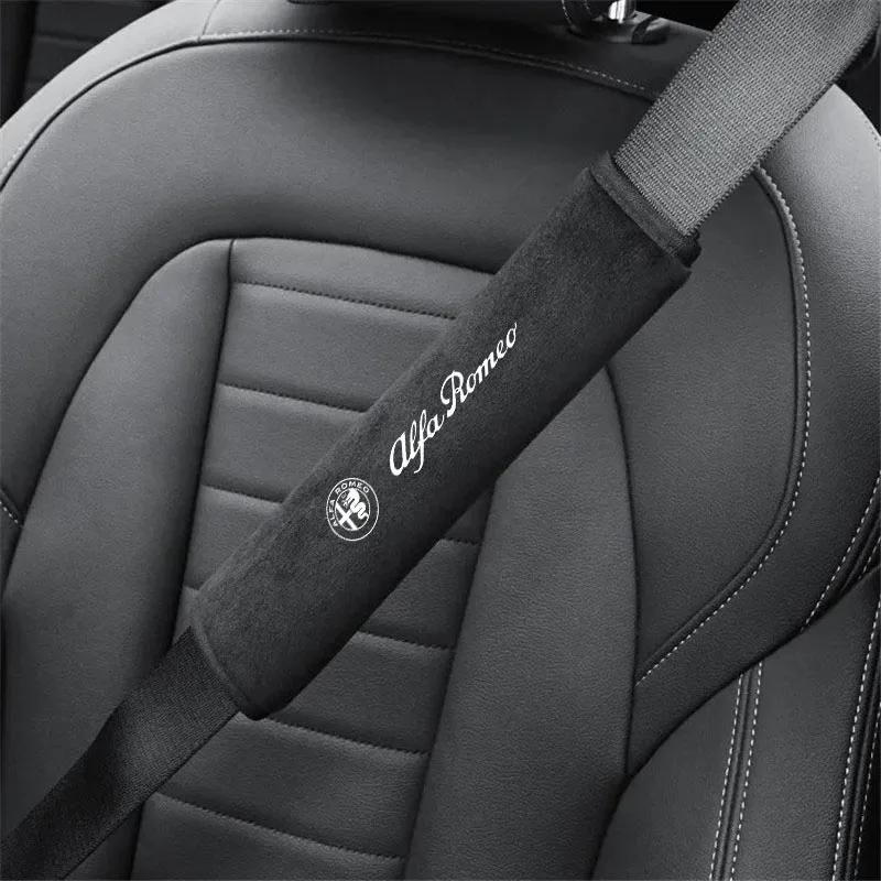 DGJLS1 Car Seat Belt Protect Shoulder Pad Cover Headrest Neck Pillow for Alfa Romeo 4C 159 Spider Giulia Giulietta 156 Tonale Mito 147
