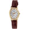 [Citizen Q&Q] Analog Water-Resistant Watch with Leather Strap VZ89-104 for Women, Gold