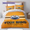 Name Custom Edmonton Oilers Logo Pattern Bedding Set Quilt Cover Pillowcase Home Decor Gift (1 * Duvet Cover + 2 * Pillowcase, Without Core)