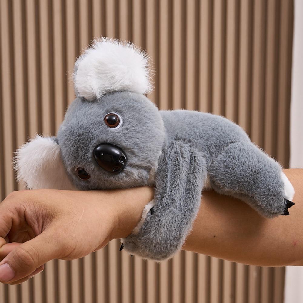 

Koala Tiger Slap Snap Wrap Forest Animal Plush Hand Ring Children Game Props Grey Koala