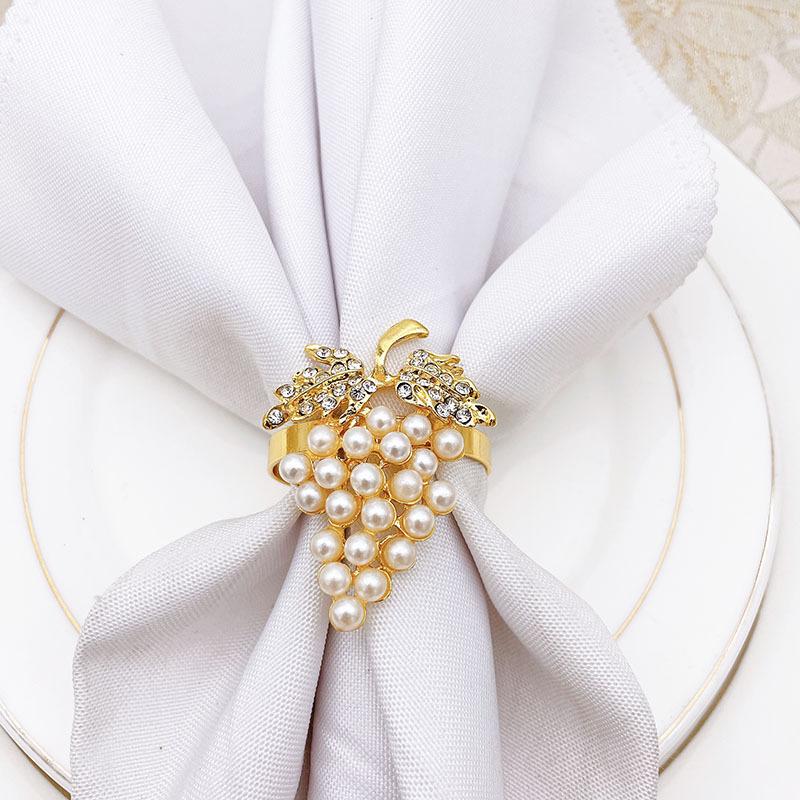 8pcs/lot Pearl Grape Napkin Ring Metal Napkin Button Cloth Napkin Ring Table Desktop Decoration