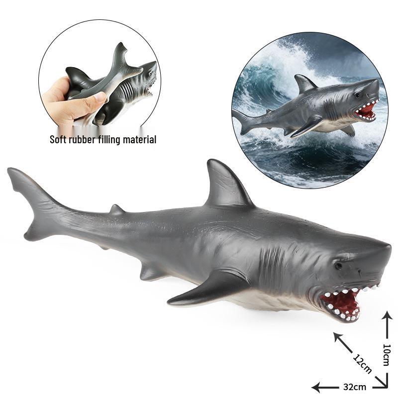 Soft Rubber Marine Life Toy: White Shark, Humpback Whale & Megalodon Model for Children