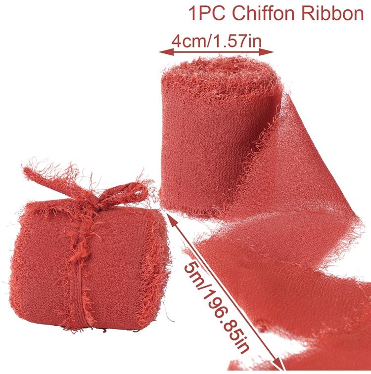 4CM*5M Handmade Frayed Edged Satin Chiffon Silk Ribbon For Wedding Invitation Wrapping Bouquets Birthday Party Decorations Gifts