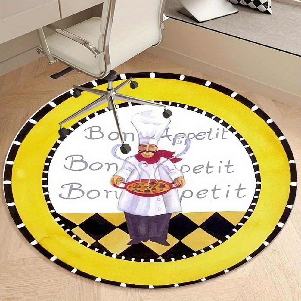 1 Piece Chef Round Rug Suitable For Living Room Bedroom And Kitchen Home Decoration Room Decoration Gift For Friends And Family