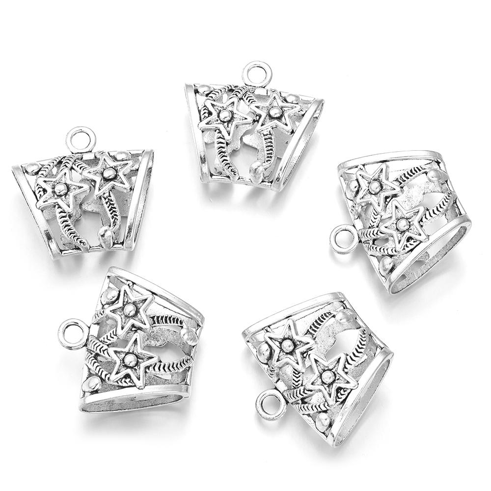 5pcs/lot Antique Silver Color Hollow Pendant Charm For Jewelry Making DIY Necklace Bracelets Bag Clothing Charm Accessories