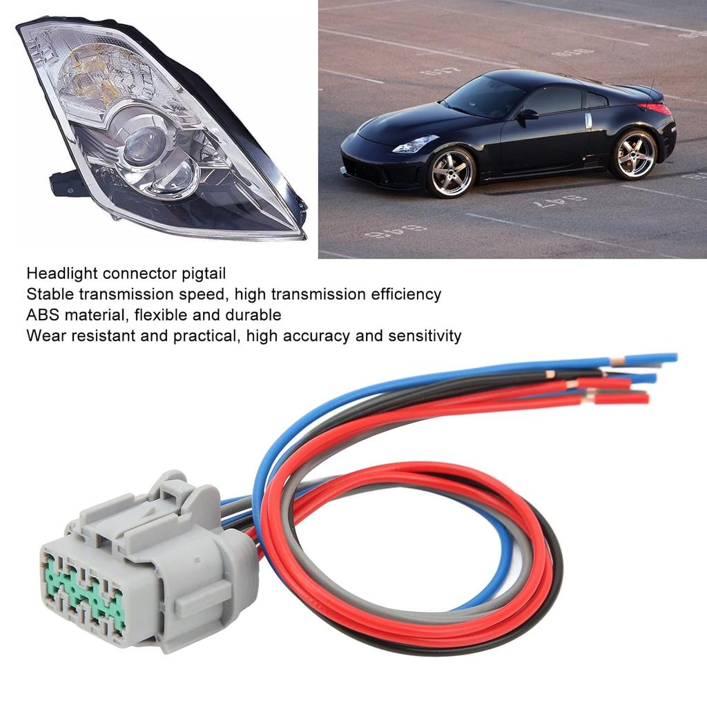 Headlight Connector Harness, 8 Pin Headlight Connector Pigtail 26010 CF40B Stable Flexible Suitable for 350Z Headlight