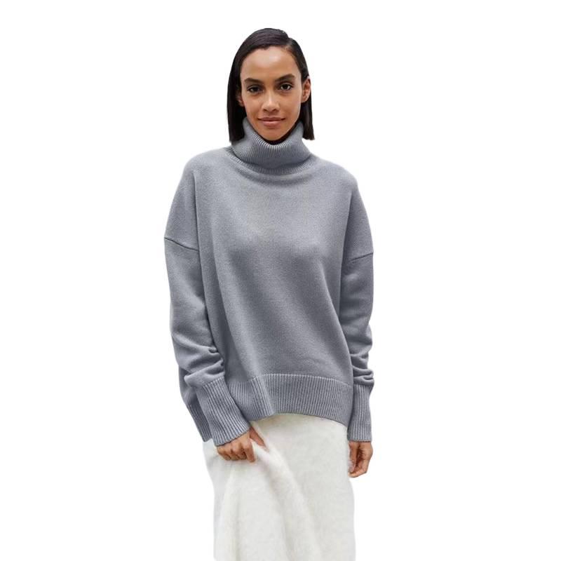 Soft and Comfortable High Collar Solid Color Pullover Shirt, Not Easy To Pilling, Trendy Solid Color