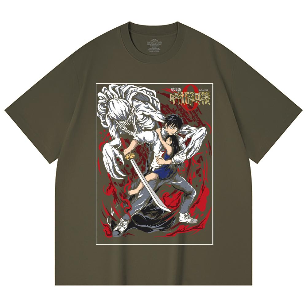 230 Gsm 100% Cotton Jujutsu Kaisen V65 Yuta Print Unisex Heavy Cotton T Shirt