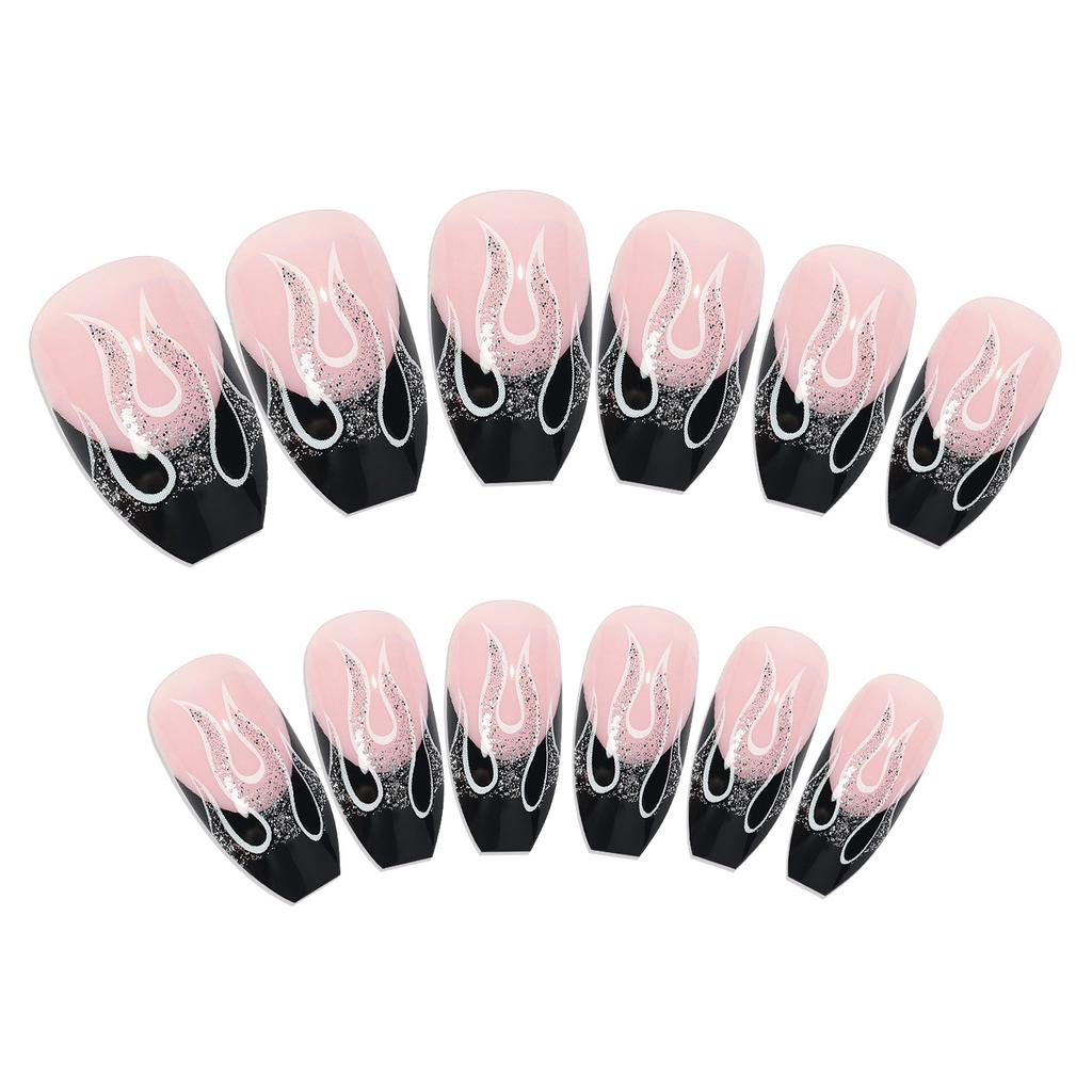 Tragen Rüstung Schwarz Glitzerpulver Flamme Nagel Nagelkunst-Aufkleber Nagel-Aufkleber Nagel-Aufkleber Falscher Nagel-Tafel Tragen Nagelkunst Fertigprodukt