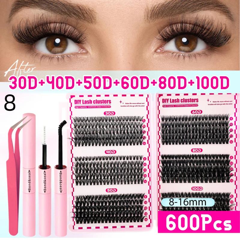 Lash Bond Asend Seal Eyelash Clusters Lasting Double-Ended Fixed Eyelash Glue Remover Tweezers Kit Eyelash Curler Brush Kit Tool