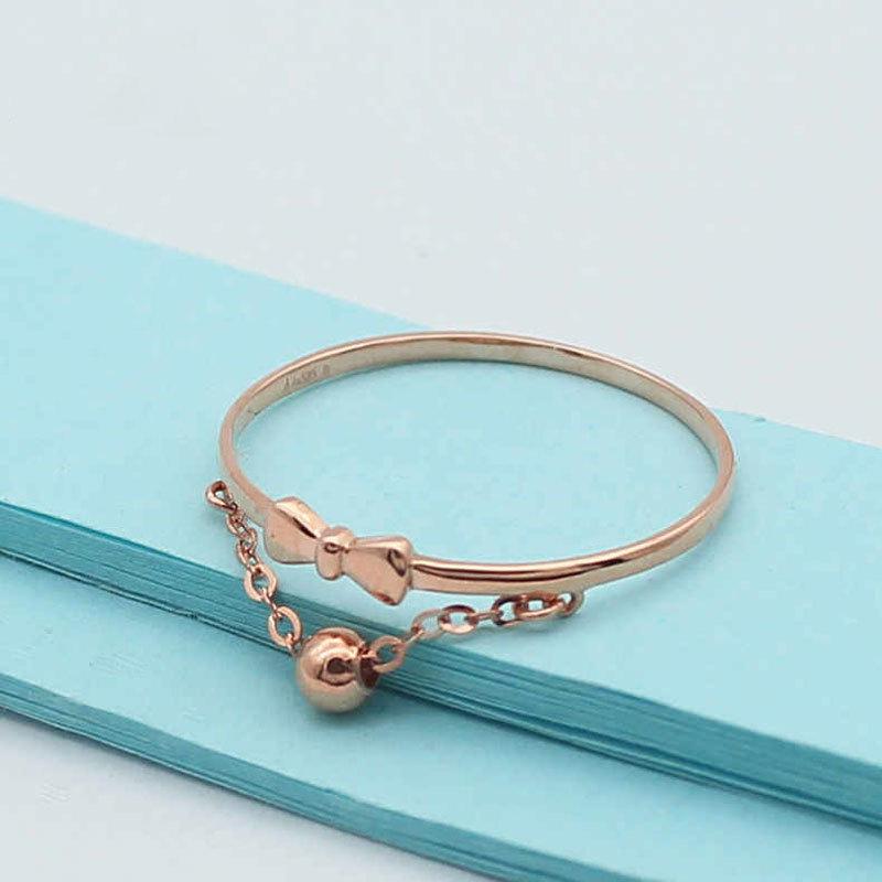 Purple Gold Plated Rose Gold Bow Fashion Ring Trendy Simple Ring Open Women'S Model