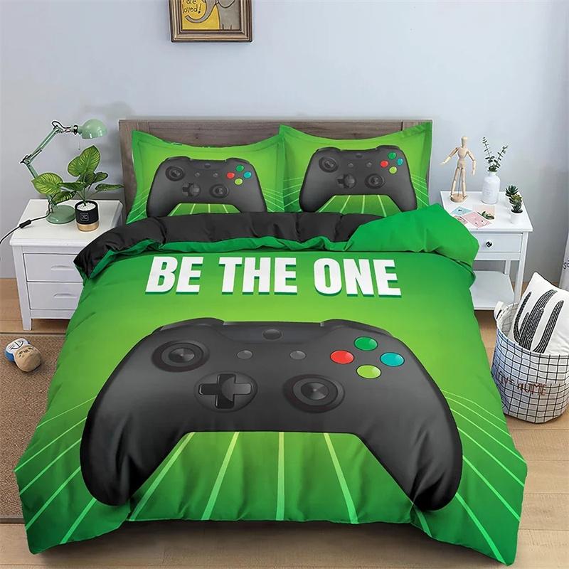 Kids Teens Video Games Duvet Cover Set Boys Gamer Comforter Cover Gaming Controller Pattern Bedding Set Polyester Quilt Cover