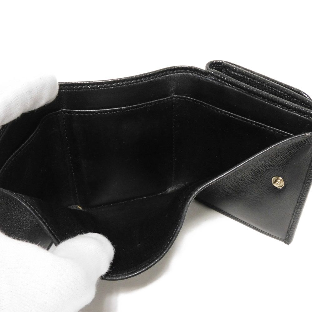 Used 11679 Trifold Wallet 288648 7942 RFID IC Chip Gold Compact Wallet Logo Clip Black Unisex from Japan AUTHENTIC
