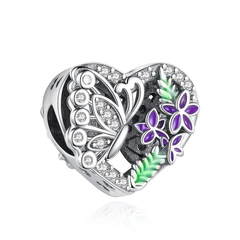 Authentic copper Blue Heart Zircon Twelve Zodiac Signs Months Flowers Charm Bead Charms Bead Charms Compatible With Bracelets Women Jewellery Diy Fine