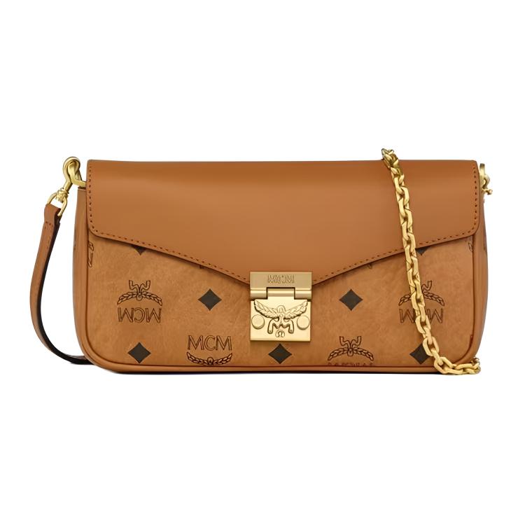 MCM Tracy Visetos Mini Shoulder Bag Women Shoulder Bag Cognac MWRGSXT01CO001