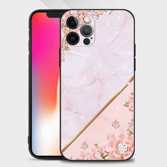Rose Rosa Lila Bling Muster Telefon Fall Für Apple Iphone 14 13 12 11 Pro Max 13 12 Mini Xs Max xr X 7 8 Plus 6 6s Shell