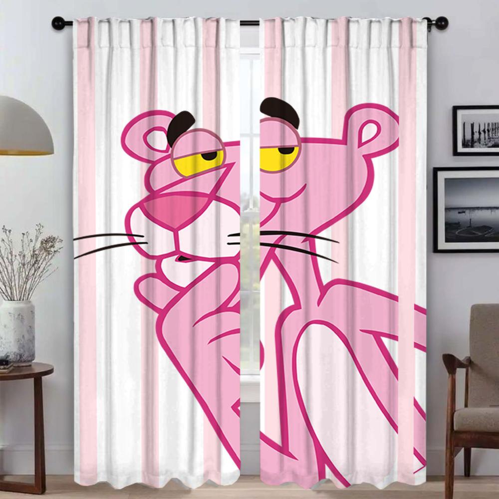 Eleganti istabas aizkari kamerai Rozā pantera aptumšojošie aizkari Helovīna dekori starpsienu žalūzijas Aizkari 2 gab.