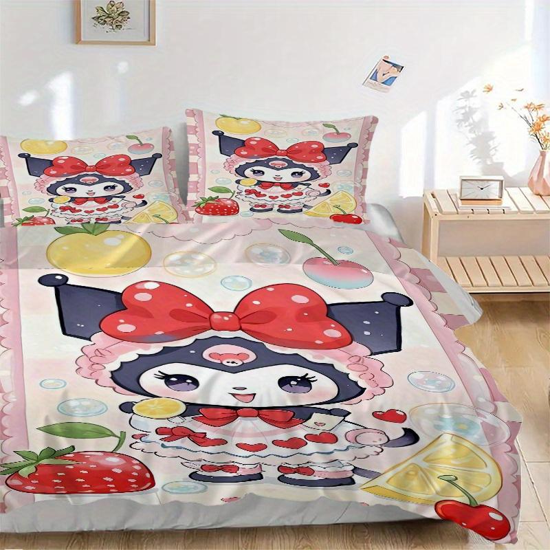

3pcs Maid Kuromi Quilt Set - Soft and Comfortable Bedroom, Guest Room and Dorm Decor Bedding Set 1 Quilt Cover + 2 Pillowcases.W063 135x200cm