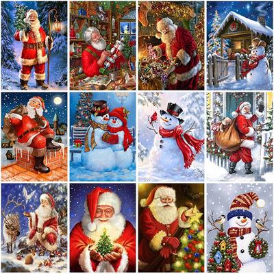 Diy Cartoon Sneeuwpop 5D Diamant Schilderen Volledige Ronde Boor Kerstman Diamant Borduurwerk Kerstcadeau Borduurpakketten Gift