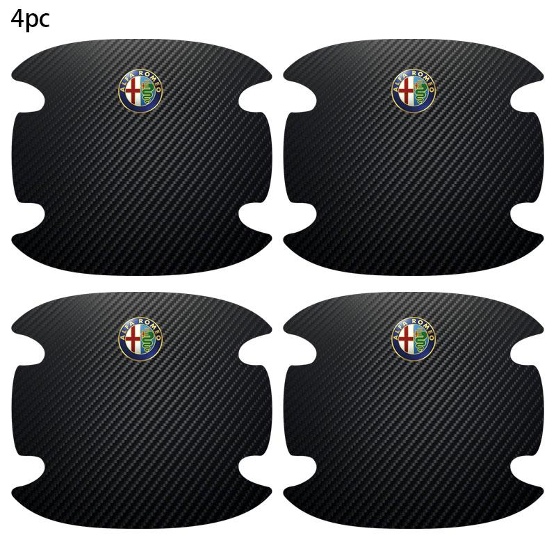 

For Alfa Romeo 4pcs Carbon Fiber Car Door Bowl Handle Anti-Scratches Sticker For Alfa Romeo Giulia Stelvio Giulietta 156 159 147
