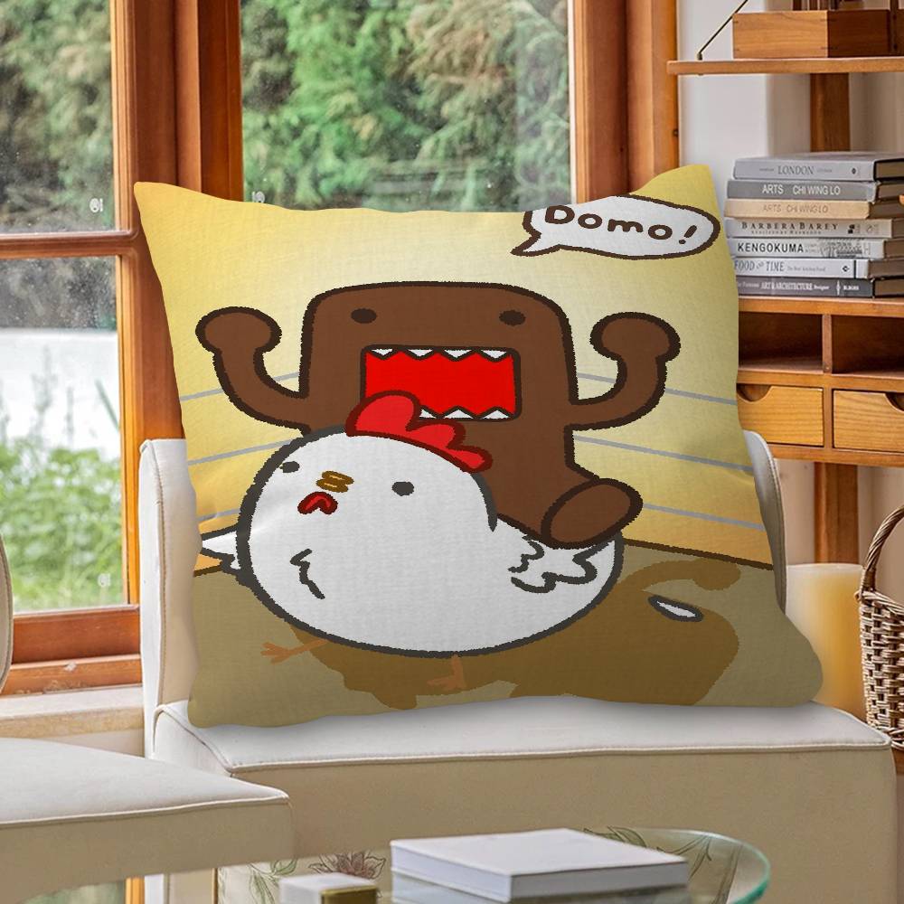 Cute Domo-Kun Maple Design Cushion Cover Happy Autumn Harvest Decor Holiday Decorati Pillow Cover