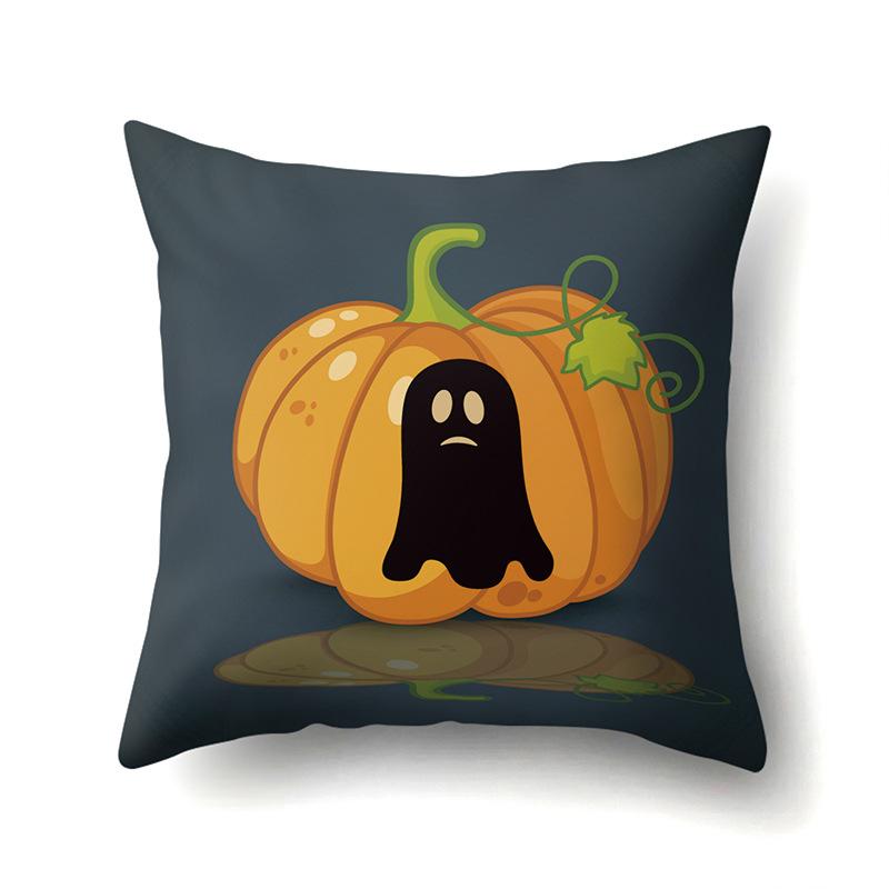Halloween Polyester Pillow Case Car Waist Pillow Pumpkin Sofa Cushion Cover Office and Home Pillow Case