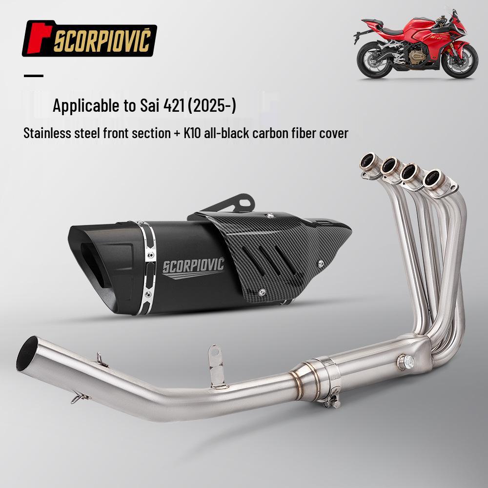 QJ Sai 421 Motorcycle Moped Exhaust System: Full Front & Rear Pipe Set 2025