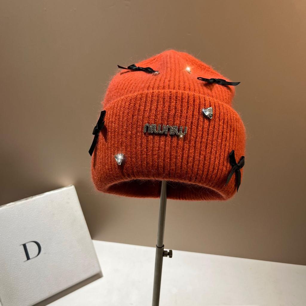 High-end Knitted Hat with Bowknot Fashionable and Warm Earflap Beanie for Women