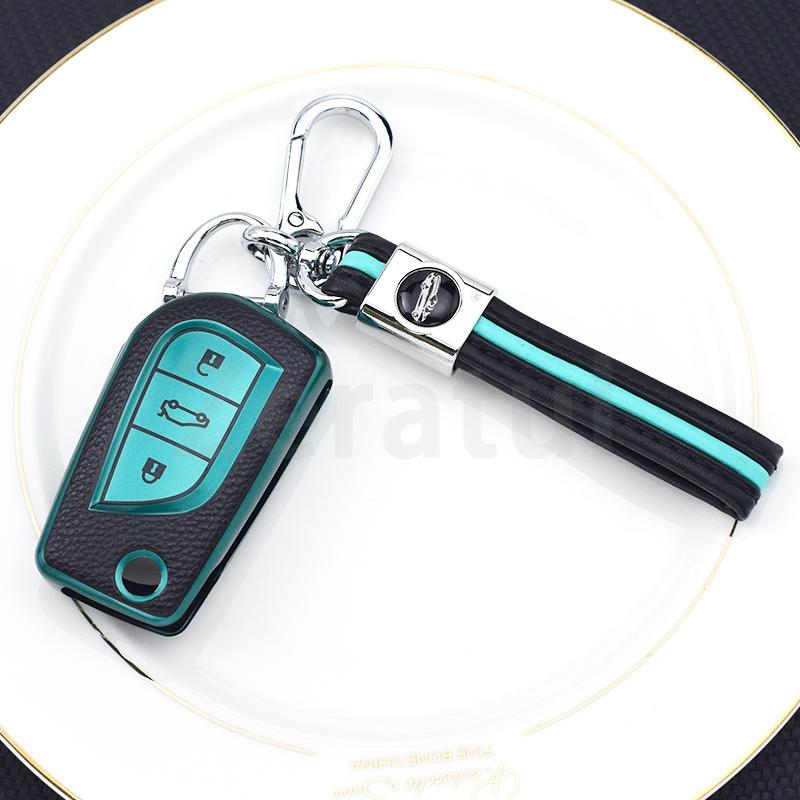 TPU Leather Car Key Cover Case Shell for Toyota Auris Corolla Avensis Verso Yaris Aygo Scion TC IM Camry RAV4 Forturner Hilux