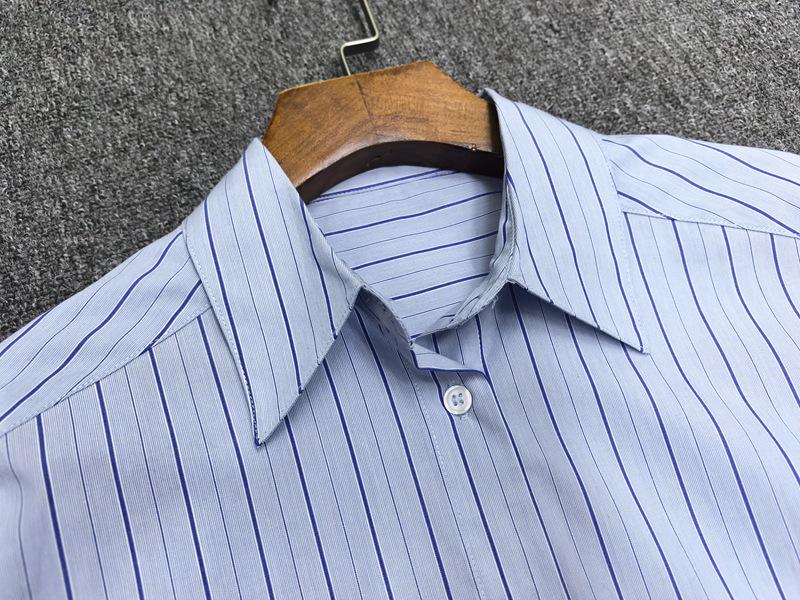 Longmei Women's Striped Pure Cotton Shirt, Spring-Summer 2026, Simple Commute Style with Lapel and Long Sleeves