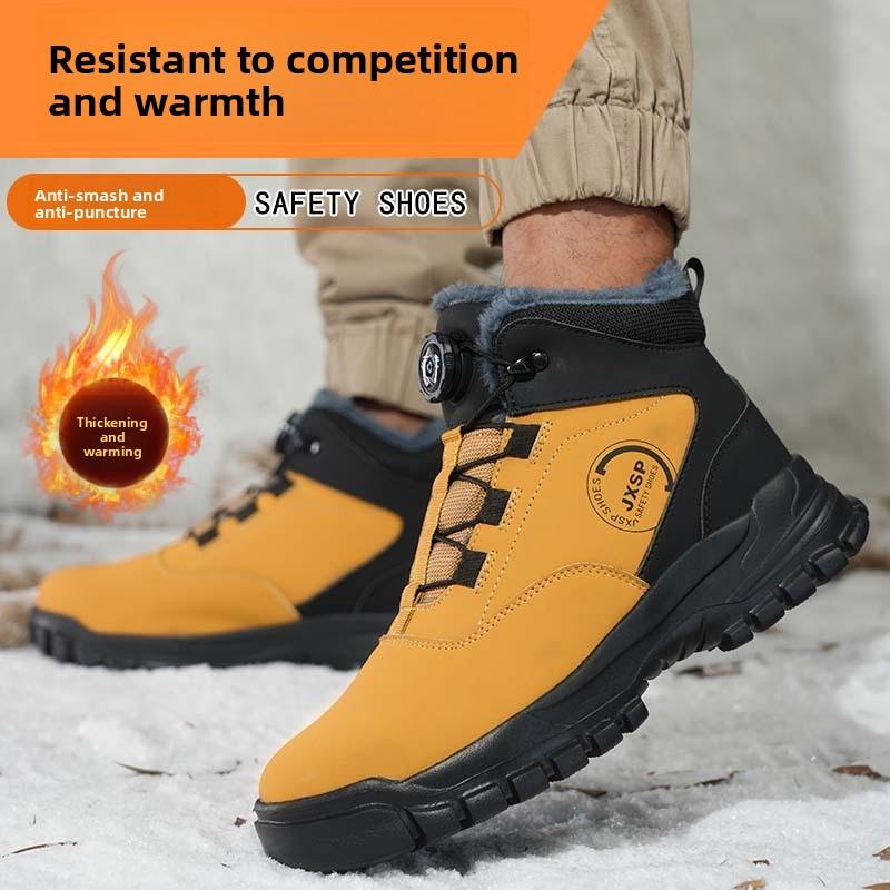 rotating button safety shoes anti smash steel toe work boots industrial construction puncture proof autumn winter work shoes