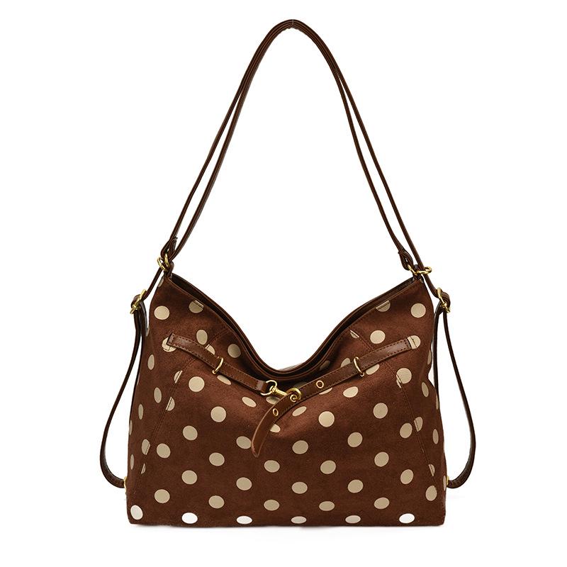 Korean Style Large Capacity Polka Dot Canvas Shoulder Bag for Women