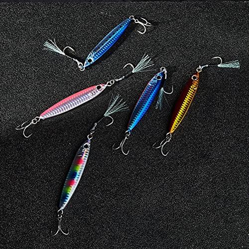 Seiran Lure Metal Jig for Sea Bass, Bluefish, 30g, 40g, 60g, 5-Color Set with Durable Coating, Long Casting Distance, Flounder, and Flathead