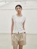 NOUVE Cap Sleeve Button T-Shirt - White