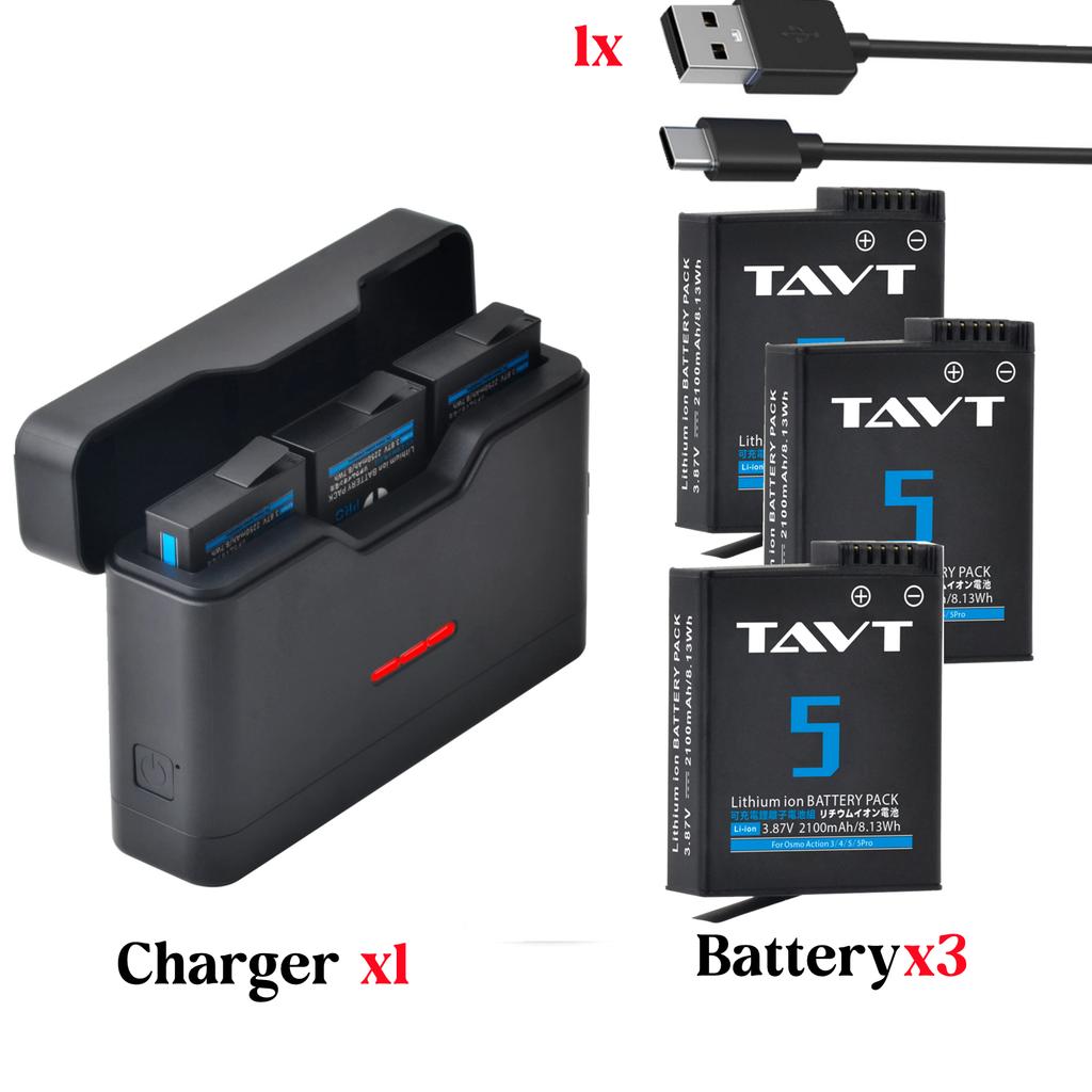 2100mAh Battery+Fast 3-Slots Charging Case Compatible with DJI Osmo Action 6 Action 5 Camera Battery For DJI Osmo Action 5Pro 4