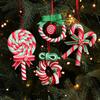 Christmas Lollipop Ornament Colorful Polymer Clay Peppermint Candy Cane Hanging Decoration Xmas Tree Holiday Party Home Decor Festival Gift