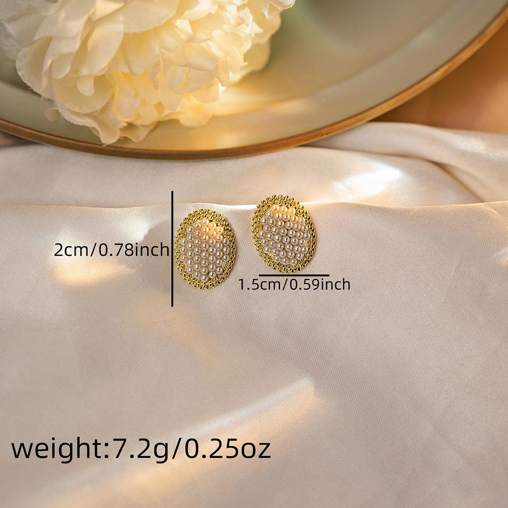 Unique Personality Oval Shape Stud Earrings Vintage Style Metal Shiny Zircon Earrings for Women Luxury Brand New In Party Zircon
