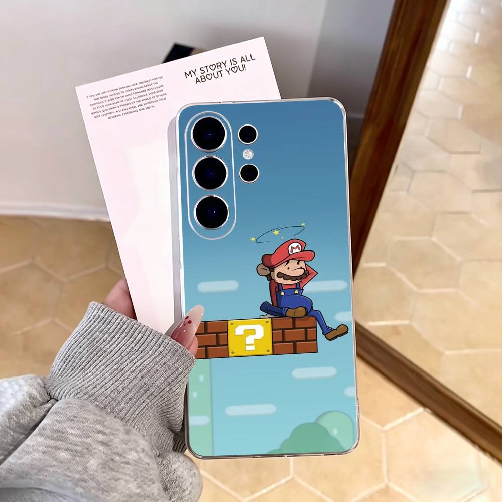 cartoon S-Super M-MarioS Bros Phone Case For Samsung S25,S24,S21,S22,S23,S30,Ultra,S20,Plus,Fe,Note,10,9,5G Transparent Cover