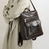 PU Backpack Women's Retro Schoolbag Multi-functional Shoulder Bag