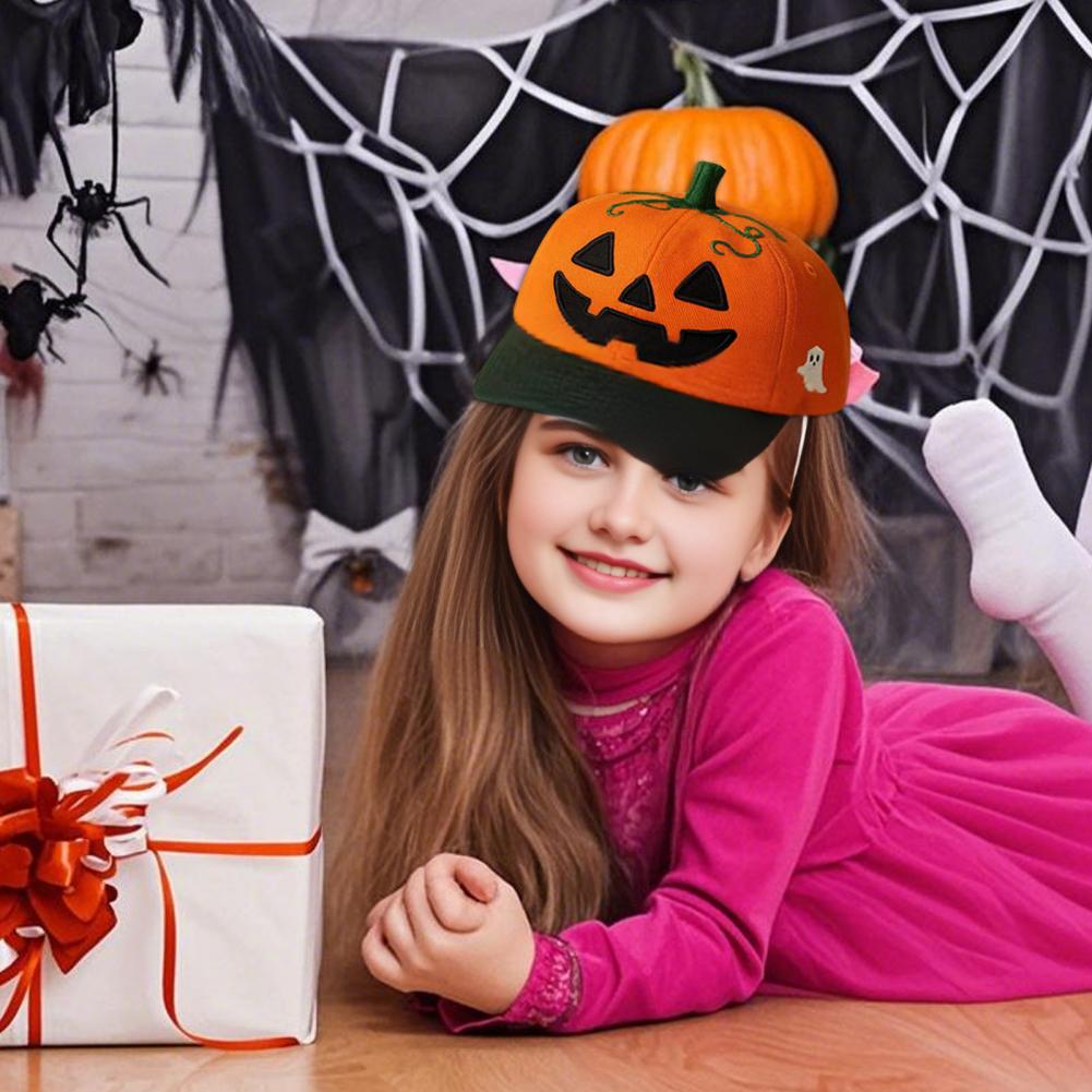 Verstellbare Kürbiskappe Halloween Baseballkappe Bestickte Kürbisgesicht Baseballkappe für Halloween-Partys Outdoor-Aktivitäten