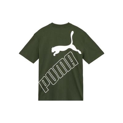 Ess American Retro Logo Print Casual Round Neck Short Sleeve T-Shirt Unisex Tops Army-Green 681936-31