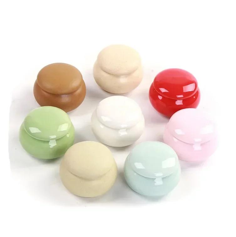 8 Colors Mini Tea Box Glazed Ceramic Jar Storage Boxes Pottery Airtight Coffee Kitchen Food Pots Ointment